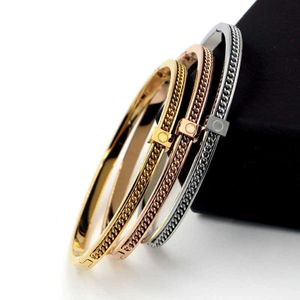 Fashion Rose Gold Bangle Bracelet for Women Chain Bracelet Fashion Titanium Steel Bracelet Jewelry Q0717
