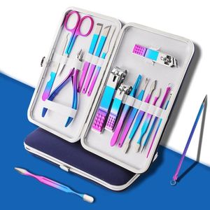 TSLM2 Titanium Colorful Nail Clippers Set Professional Scissors Suit No Hurt Trimmer Grooming Manicure Cutter Kit - 7Pcs