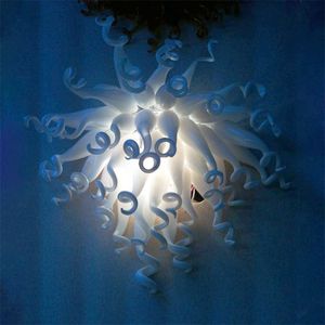 Art deco handgjorda vita färgade vägglampor blomma abstrakt ljus murano glas hängande lampa 16 med 20 tum inomhus belysning