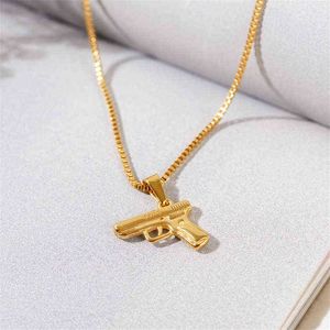 Necklace for Women Men Punk Chains Fashion Pistol Style Hip-Hop Aesthetic Necklace Jewelry On The Neck Stainless Steel Jewelry G1206