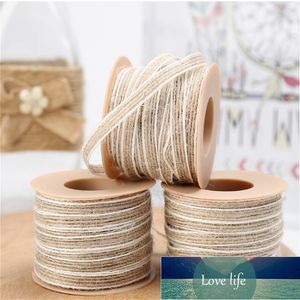 10m / rolka Jute Burlap Rolls Hessian Wstążka z koronki Vintage Rustykalne dekoracje ślubne Party DIY Crafts Christmas Prezent Opakowanie Cena fabryczna Expert Design Quality