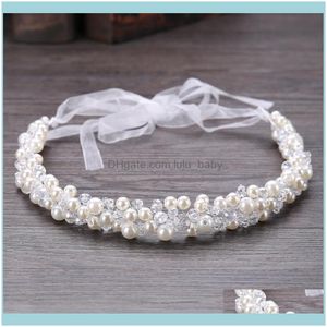 Headbands Jewelrycrystal Beads Ribbon Bridal Hairbands Women Pearl Bands Rhinestone Beaded Piece Wedding Head Chain Hair Jewelry Drop Delive