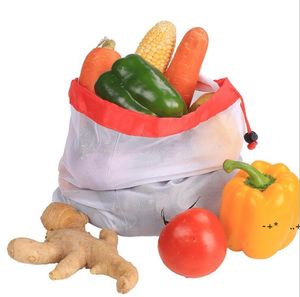 재사용 가능한 생산 메쉬 쇼핑백 에코 - 친화적 인 메쉬 야채 과일 장난감 저장 파우치 핸드 totes 홈 스토리지 가방 Rre10664