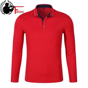 Brand Men Polo Shirt Mens Fashion Collar Cotton Button Shirts Long Sleeve Casual Designer Polos Male Block Color Sweatshirt Blue 210518
