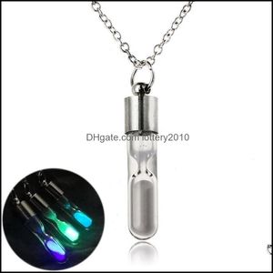 Anhänger Schmuck3 Farben Glühende Leuchtende Sanduhr Glas Anhänger Halsketten Sanduhr Flasche Halskette Für Frauen Männer Geschenk Party Drop Lieferung