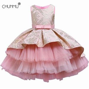 Fiore Vintage Ricamo Neonate Abito Abbigliamento Tutu Party Elegante Abbigliamento Principessa Bambini Abiti 211027