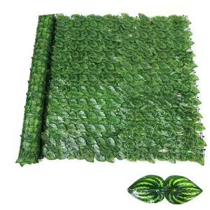 Flores decorativas Grinaldas Artificial Balcão Verde Folha Fence Roll Up Painel Ivy Privacidade Jardim Parede Quintal Decoração de Casa Rattan Plants