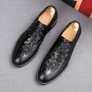 British Crocodile Pattern Patent Leather Flats Oxford Shoes For Men Wedding Dress Prom Homecoming Loafers Zapatos Hombre Vestir