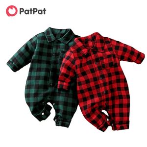 Arrival In Stock Autumn and Spring Baby Stylish Plaid Print Rompers One Pieces Clothes long Sleeve 210528