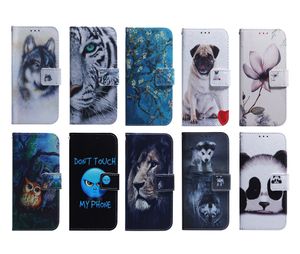 Samsung Galaxy S22 Ultra Plus F22 4G A13 5G M32 Xiaomi 11t Pro Flower Lion Panda Dog Dog Dog Tiger Owl Card Slot ID Slot ID Flip Cover Book Pouch