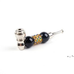 Smoking Pipes glass water burner pipe Color double beaded diamond pipe Portable fashion small metal bong RRA12107