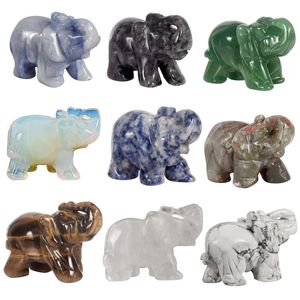 WhoSale 2-дюймовый нефритовый кристалл слон статуэтки ремесло ручной резки 100% натуральный камень миниатюрная статуя животных для декора Chakra Election 210318