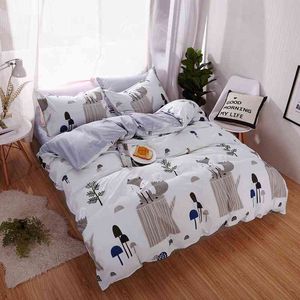 Skriv ut Kid Boy Girl Bed Cover Set Cartoon Duvet Vuxna Barnark och Pillowcases Conterter Ding 61038 210615