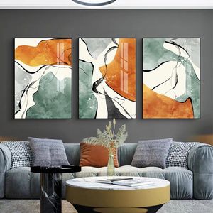 추상 오렌지 컬러 블록 포스터 녹색 벽 아트 인쇄 현대 회색 럭셔리 캔버스 그림 노르딕 장식 그림 홈 장식