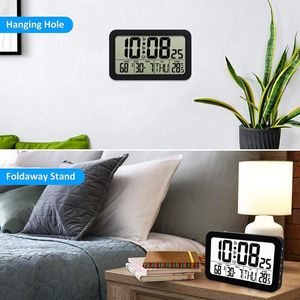 Timers Clock With Indoor Temperature & Humidity Digital Wall Desk Battery Operated Large Display M0XC