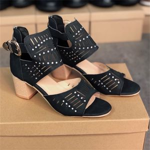 2021 Designer Women Sandal Summer High Heel Sandals Black Blue Party Slides with Crystals Beach Outdoor Casual Shoes large size W57