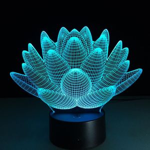 Night Lights Lotus Flower 3D USB LED Light Colors Changing Christmas Touch Button Kids Living Bedroom Lighting Lampen Luminarias