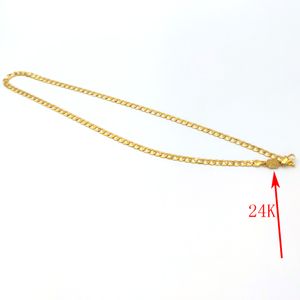 Damhalsband Curb Chain Solid 24 k Stämpel Länk Fint Guld AUTENTIC FINISH Födelsedag Alla hjärtans present värdefull 20 tum 4 M