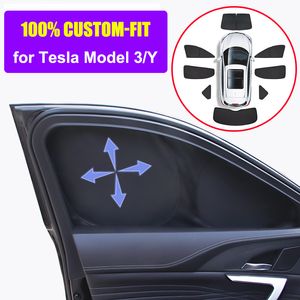 Sonnenschutz, passgenau für Tesla Model 3 Y 2021 2022, Auto-Seitenfenster, Privatsphäre, Sonnenschutz, Dachfenster-Rollo, Schattierungsnetz, vordere Heckscheibe