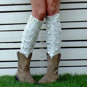 Diz yüksek halka bacak ısıtıcılar dantel içi boş yaprak sonbahar kış bot manşetleri toppers taytlar gevşek çorap çorap kadınlar için çoraplar kızlar siyah beyaz