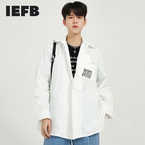 IEFB masculina roupas destacável Metal Broche Design Camisa de Manga Longa Camisa Masculina Camisa Branca Primavera Supersize 9Y6784 210524