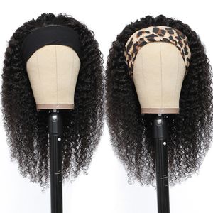 Headband Heach Headband Wig corpo reto solta águas profundas ondas naturais afro jerry kinky encaracolado para mulheres negras brasileiro virgem peruana remy wet e ondulado glesseless