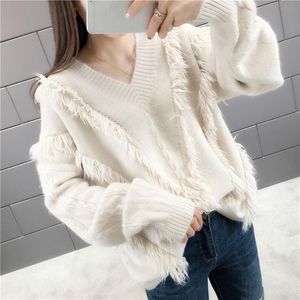 Outono inverno womens suéter coreano moda tricotada tops pulôver mulheres roupas manga longa frouxo sólido baleeiro Bamper Swetry Barragens