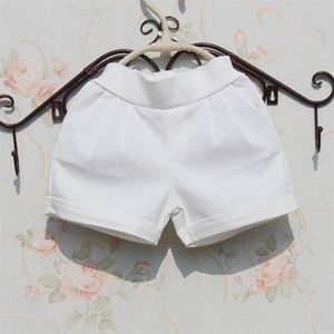 Sale Kids White Shorts Summer Teenage School Girls Beach Pants Baby Solid Color Cotton Elastic Waist 2-17 Years 210622