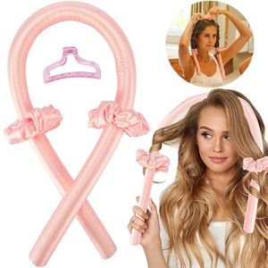 Sponge Hair Roller Heatless Curling Rod Headband Lazy Curler Silk Leopard Tie Dye Color Ribbon Make Hairstyle Curly with HairClaw