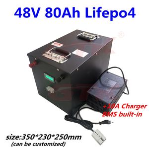 2000 Cycles Lifepo4 48V 80AH Lithium Batteri med BMS LCD-skärm för esKOOTER EBIKE GOLF CART RV EV + 10A Laddare