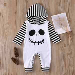 Nyfödd baby pojke flicka halloween kostym spöke hooded romer jumpsuit boys tjejer rompers spädbarn kläder disfraz halloween bebe q0910