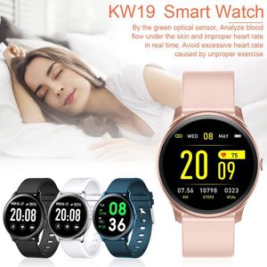 KW19 Smart Wristbands Watch Fitness Tracker Armband Hjärtfrekvensövervakning Sport Vattentät pekskärm