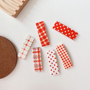 6 PCS Nova Doce Menina Simples Bonito Quadrado Vermelho Polka Dot Plástico BB Clip Moda Coreano Cabeleireiros Cabelos Crianças Acessórios Para Cabelo