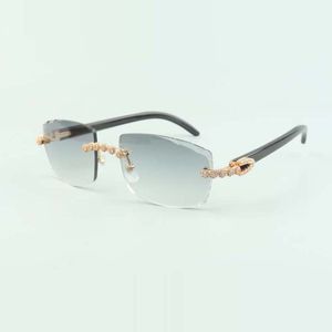 2022 Bouquet Diamond Buffs Sunglasses 3524015 com óculos de búfalo preto natural e lente cortada 3,0 espessura