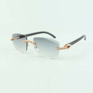 Bouquet Diamond Buffs Sonnenbrille 3524015 mit naturschwarzen Büffelhorngläsern und geschliffenen Gläsern der Stärke 3,0