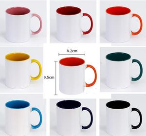 Sublimação em branco Caneca de cerâmica Punho cor dentro de espaços em branco por sublimations tinta DIY transferência de calor impressão SN2752