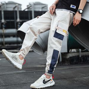 2021 Hip Hop Cargo Spodnie Kieszenie Mężczyźni Streetwear Harajuku Joggers Spodnie Hiphop Swag Ribbion Harem Spodnie Moda Casual Spodnie X0723