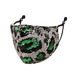 2021 New Adult leopard-print sequined masks pure cotton cloth inside can put filter anti-dust and sunscreen mask