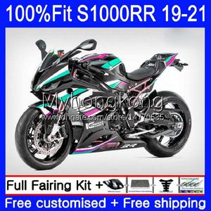 Oem injektionsform karosseri för BMW S1000RR S 1000RR S1000 RR 2019 2020 2021 Body 3NO.72 S-1000RR S-1000 S 1000 RR S1000-RR Cyan Pink Hot 19 20 21 Full Fairing Kit 100% Fit