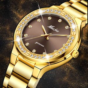 MissFox elegante mulher luxo marca feminino relógio de pulso japão movt 30m ouro impermeável ouro caro relógio de quartzo analógico genebra