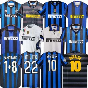 Camisa de futebol RETRO 2009 2010 ETO'O MILITO BATISTUTA SNEIJDER ZANETTI 10 11 02 03 08 09 FIGO ADRIANO Pizarro Futebol 1997 1998 97 98 99 Djorkaeff Baggio