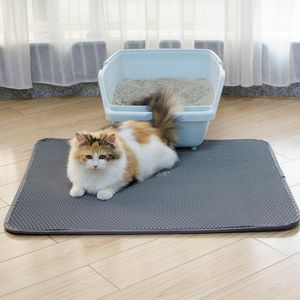 Cat Beds Furniture Waterproof Non Slip Litter Trap Pad Toilet Sand Mat Double Layer Pet