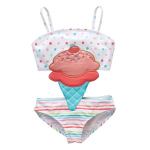 Śliczne lody dla dzieci kąpielowe dziewczęta Swimsuit Kid Swits Girl Girl Bikini Bathing garnitury dziecięce zestawy plażowe 478 k2