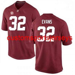 Genähtes NEUES NCAA-Football-Trikot mit der Nummer 32 Rashaan Evans Alabama Red für Herren und Damen, 2019, personalisierbar, mit beliebiger Namensnummer, XS-5XL, 6XL