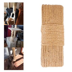 Zabawki Kot Naturalna Lina Sizalowa dla Scratcher 4 / 6mm Dia. Cat's Scratch Toy Draping Post Wymiana DIY Tree Tower GRSA889