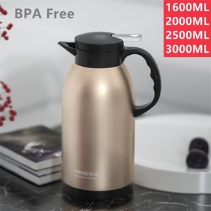 2/3L Large Capacity Stainless Steel Thermal Coffee Carafe Home Office Thermos Vacuum Flasks Kettle European Pot termos para cafe 211122