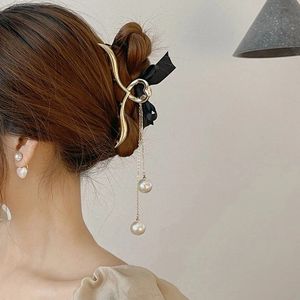 Women Elegant Hairpins Gold Silver Metal Hollow Tassel Clamps Claw Vintage Hair Crab Hair Clips For Girls Hair Accessories