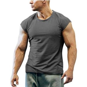 T-shirts Sommar Korta ärmar Mode Tryckta Toppar Casual Outdoor Mens Tees Crew Neck Kläder Fitness Ärmlös Vest 21SS 6 färger S-4XL