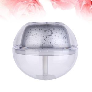 Candle Holders 500ML Air Humidifier Transparent USB Mist Maker With Projection Function Crystal Night Light (Silver)