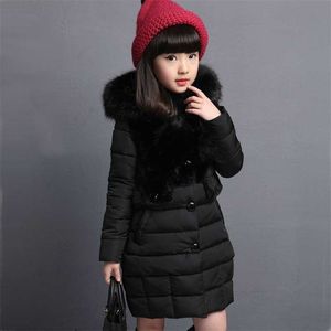 Jaqueta de meninas de inverno acolchoado para casaco crianças com capuz quente outerwear roupas crianças 4 5 8 10 11 12 anos 211204